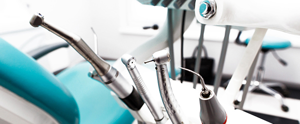 Equipment and dental instruments in dentist's office. Tools clos